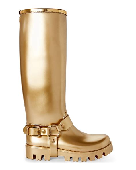 Dolce & Gabbana Metallic Gold Rubber Pvc Rain Boots Shoes